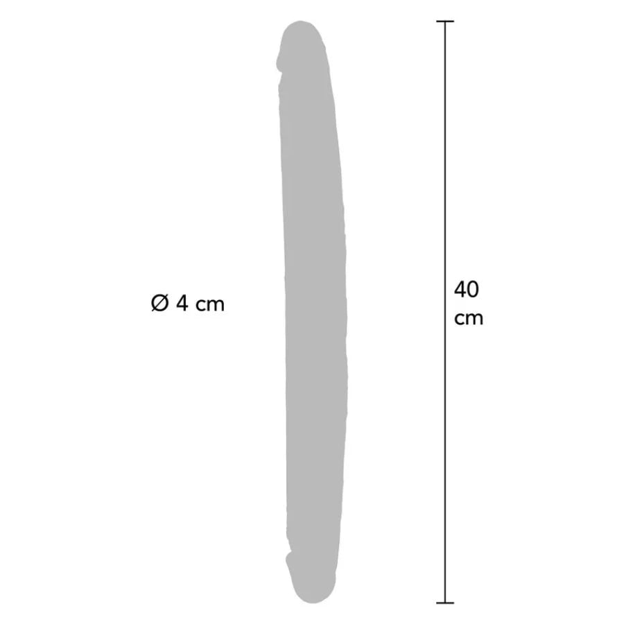 Dildo Duplo Get Real Skin (40 cm) — esquema do comprimento e diâmetro