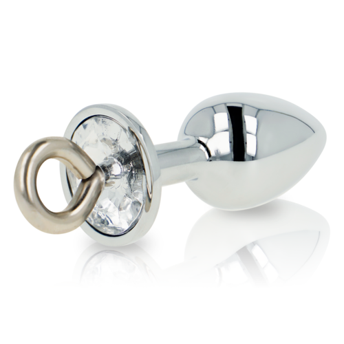 OHMAMA Metal Anal Plug with Transparent Crystal & Integrated Ring
