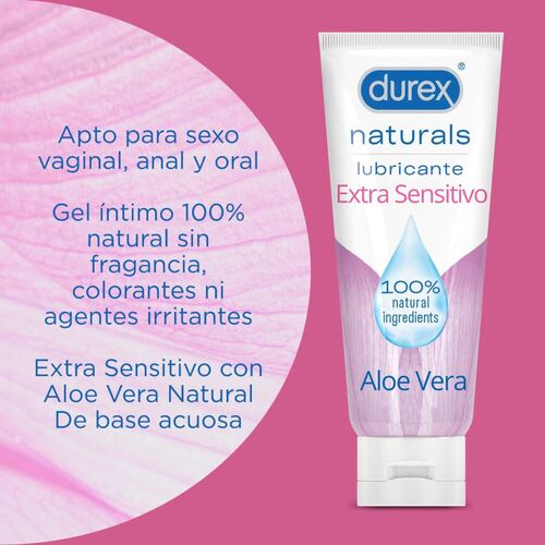 Durex Naturals Extra Sensível – Lubrificante 100% Natural com Aloe Vera 100 ml