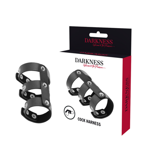 DARKNESS — Anel Duplo Ajustável para Pénis & Testículos (Couro Vegano) — imagem principal