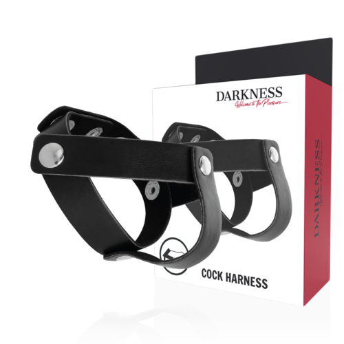 DARKNESS – Anel duplo em couro para pênis e testículos