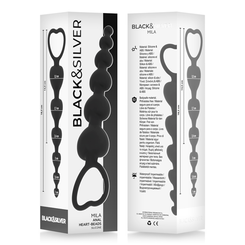 Black&Silver Mila Hearts Anal Chain 18 cm