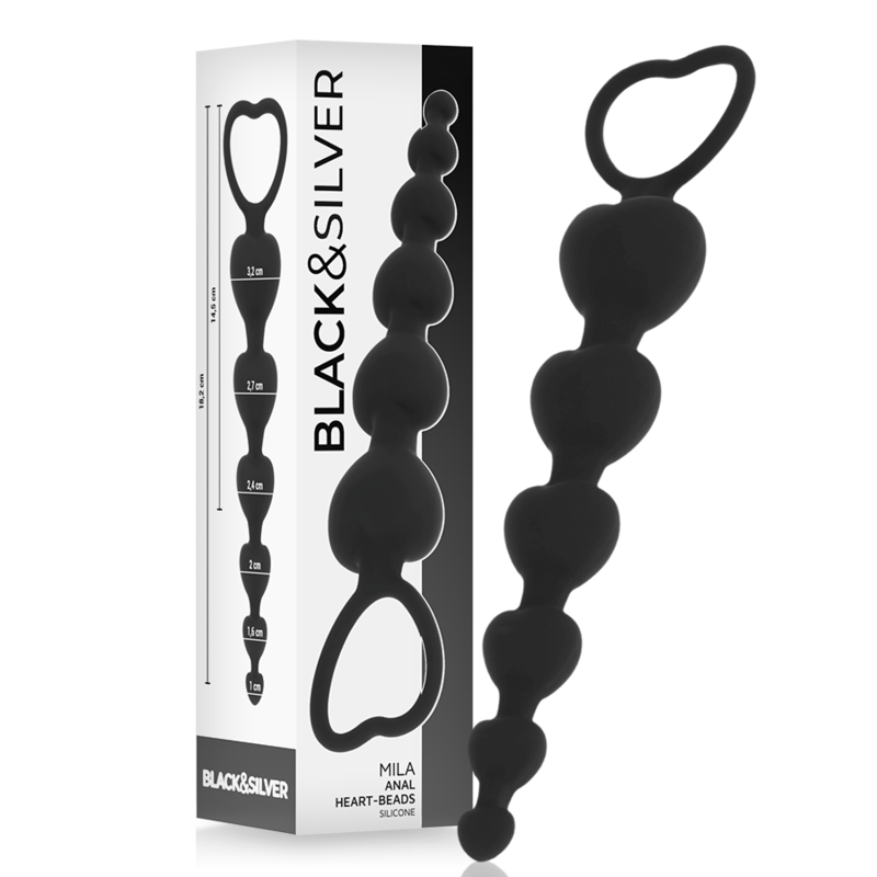 Black&Silver Mila Hearts Analkette 18 cm