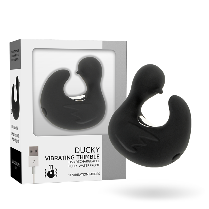 Black & Silver Duckymania — Vibrador de Dedo Recarregável — imagem 2