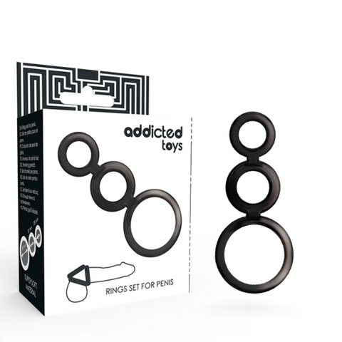 Addicted Toys — Conjunto de 3 Anéis Penianos em Silicone (Fumado) — imagem principal
