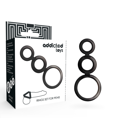 Addicted Toys — Set of 3 Silicone Penis Rings (Smoked)