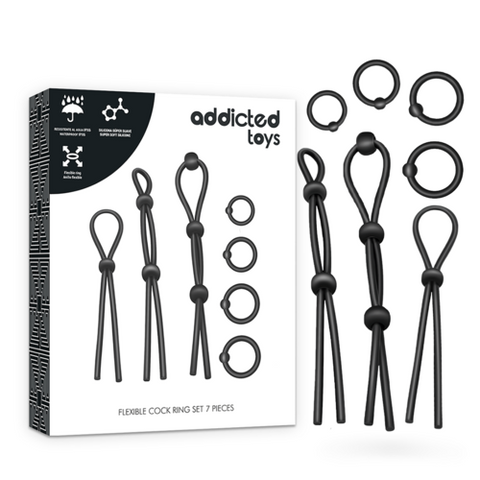Addicted Toys — Conjunto de 7 Anéis Penianos em Silicone Flexível — imagem principal