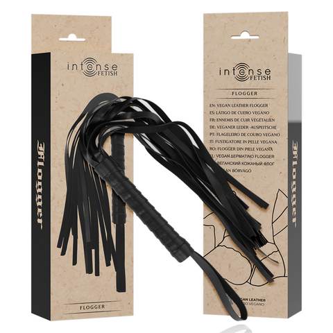 Intense Fetish — Chicote Flogger em Couro Vegano — imagem principal