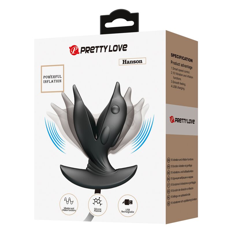 PRETTY LOVE – Plug Anal Inflável Recarregável com Vibração (10 Funções)