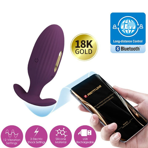 Jefferson Plug Anal Vibratório + Choque Elétrico com Controlo por Aplicação (Roxo) — imagem principal