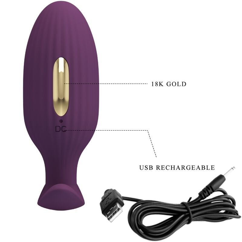 Pretty Love – Jefferson Plug Anal Vibratório + Choque Elétrico com Controlo por Aplicação (Roxo)