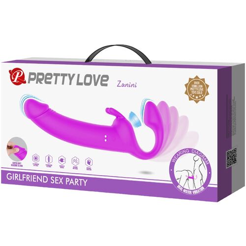 PRETTY LOVE – Zanini Strapless Strap-On com Vibração Dupla e 10 Modos