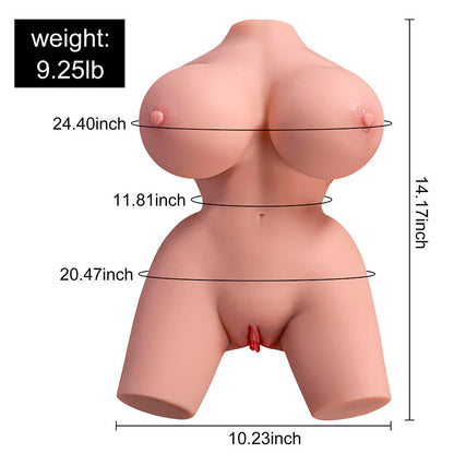 XSIE — Torso Realista Frieda com Vagina & Ânus, Vibração + Impulso Automático (36 cm)