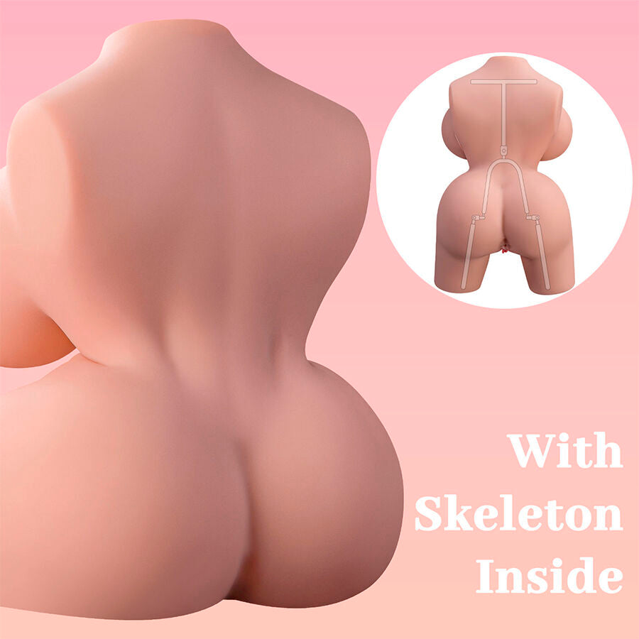 XSIE — Torso Realista Frieda com Vagina & Ânus, Vibração + Impulso Automático (36 cm)