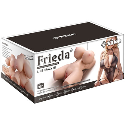XSIE — Torso Realista Frieda com Vagina & Ânus, Vibração + Impulso Automático (36 cm)