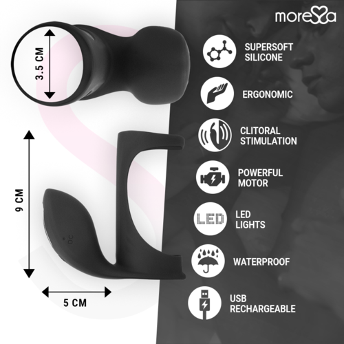 MORESSA — Anel Vibratório “Brandon” com Tampa e Estimulação Clitoriana