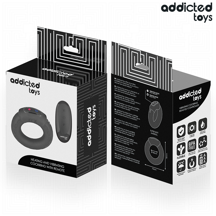Addicted Toys Anel Peniano Vibratório com Aquecimento e Controlo Remoto