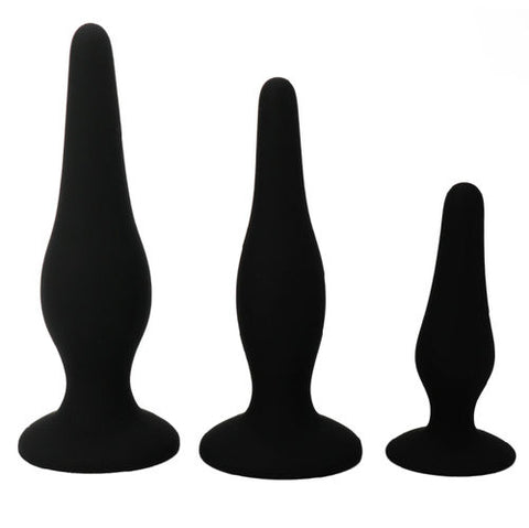 Kit de Iniciação Anal — Conjunto de 3 Plugs em Silicone com Ventosa — imagem principal