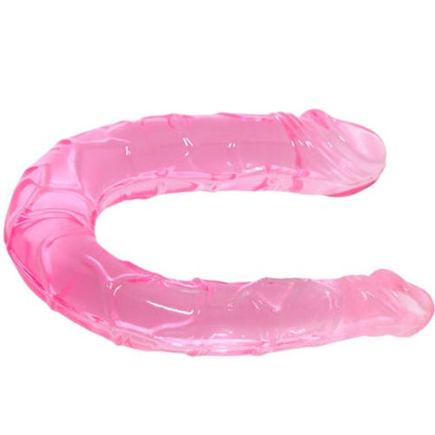 Dildo Duplo Rosa Translúcido 30,5 cm com Textura Realista — imagem principal