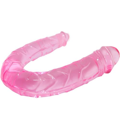 Baile — Dildo Duplo Rosa Translúcido 30,5 cm com Textura Realista