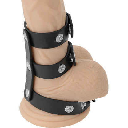 DARKNESS — Anel Duplo Ajustável para Pénis & Testículos (Couro Vegano)