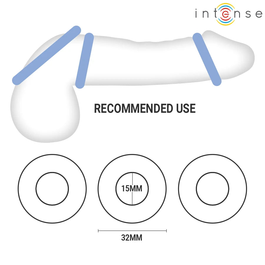 Anéis Penianos Intense Wick — esquema de dimensões dos anéis