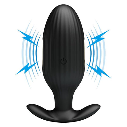 Jefferson — Plug anal noir avec application, vibration et E-Stim