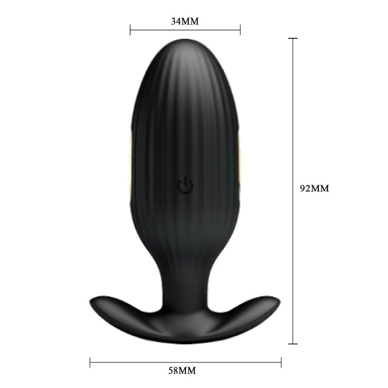 Jefferson — Plug anal noir avec application, vibration et E-Stim