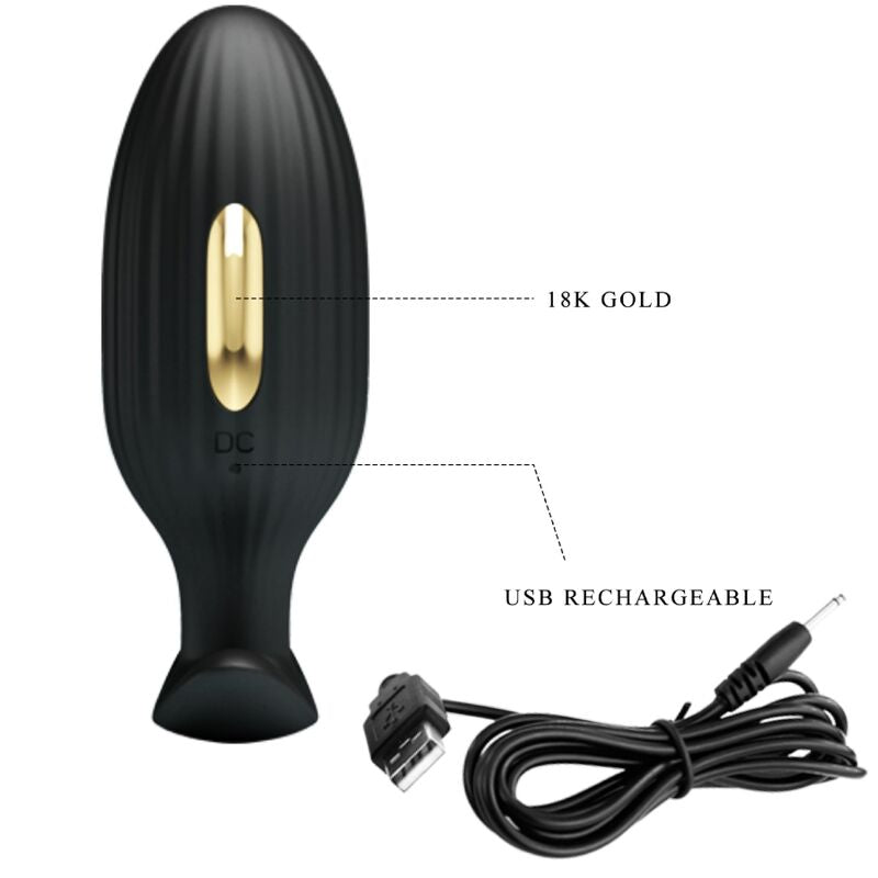 Jefferson — Plug Anal Preto com App, Vibração & E-Stim — vista adicional 6