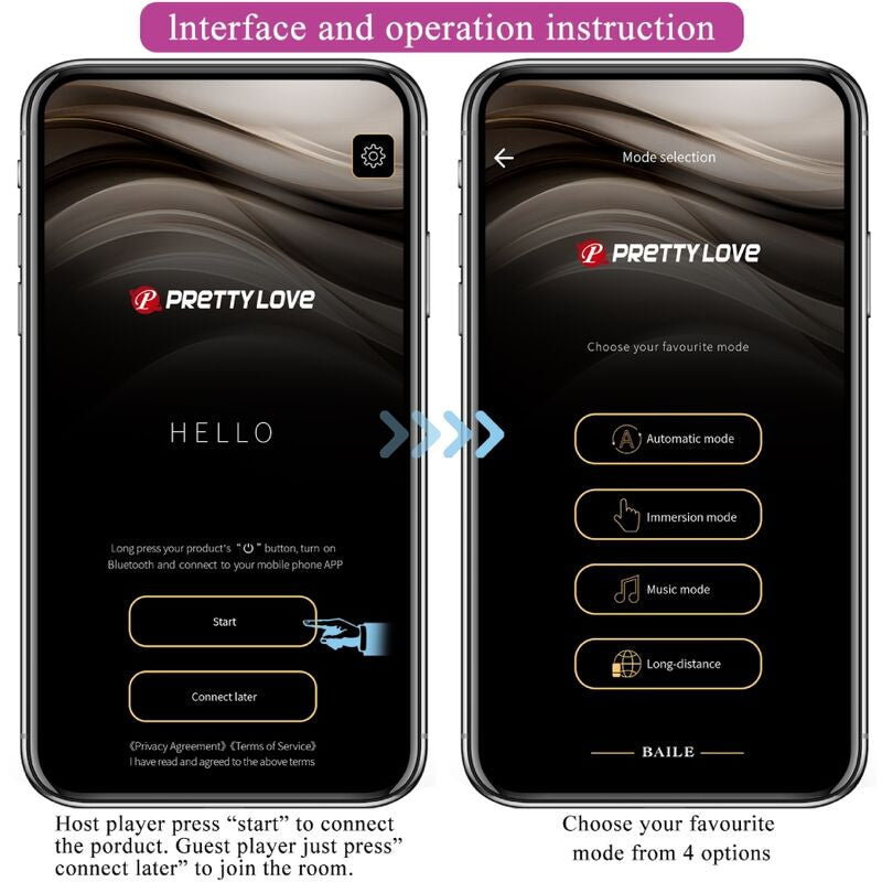 Jefferson — Plug anal noir avec application, vibration et E-Stim