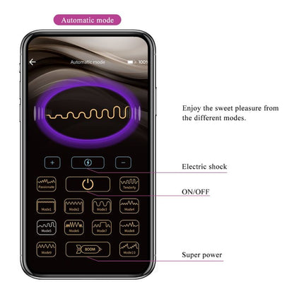 Jefferson — Plug anal noir avec application, vibration et E-Stim
