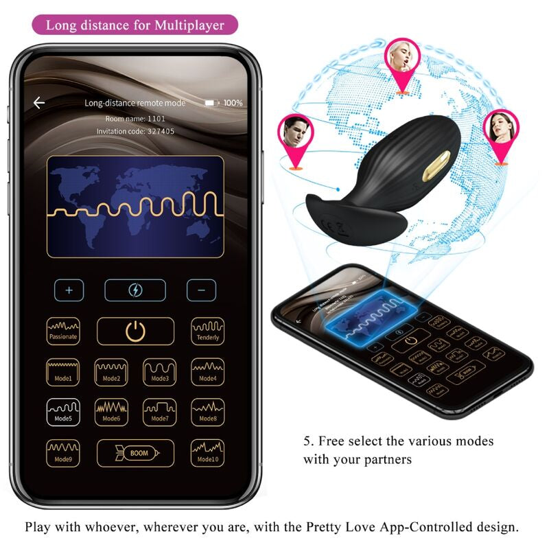 Jefferson — Plug Anal Preto com App, Vibração & E-Stim — vista adicional 13