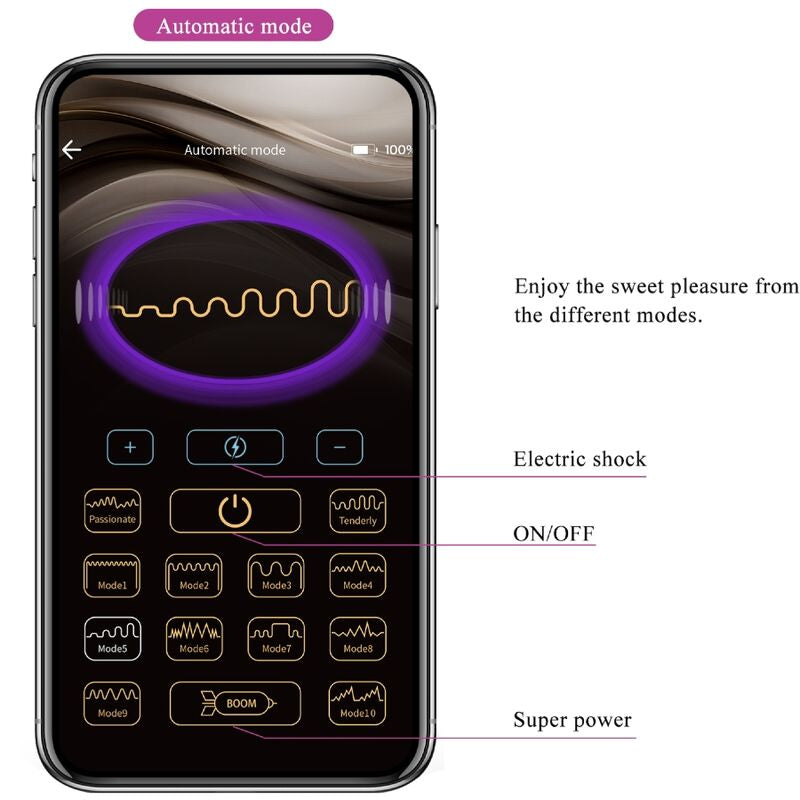 Jefferson Vibrations-Analdildo + Elektroschock mit App-Steuerung (Lila)