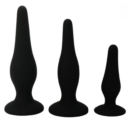 Kit de Iniciación Anal – Conjunto de 3 Plugs de Silicona con Ventosa