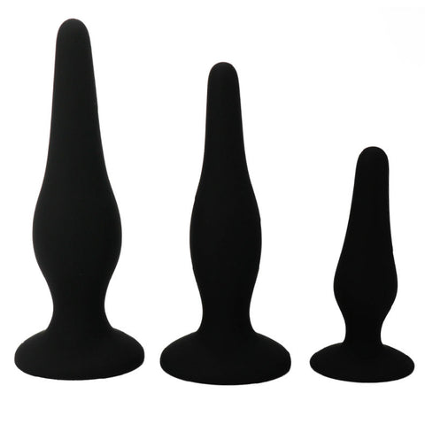 Kit de Iniciação Anal — Conjunto de 3 Plugs em Silicone com Ventosa