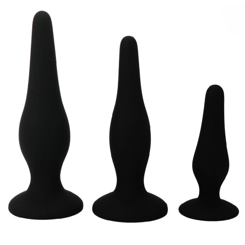 Kit de Iniciação Anal — Conjunto de 3 Plugs em Silicone com Ventosa