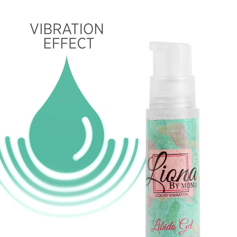 Gel Estimulante Liona by Moma Libido (6 ml) — frasco com ilustração do efeito sensorial
