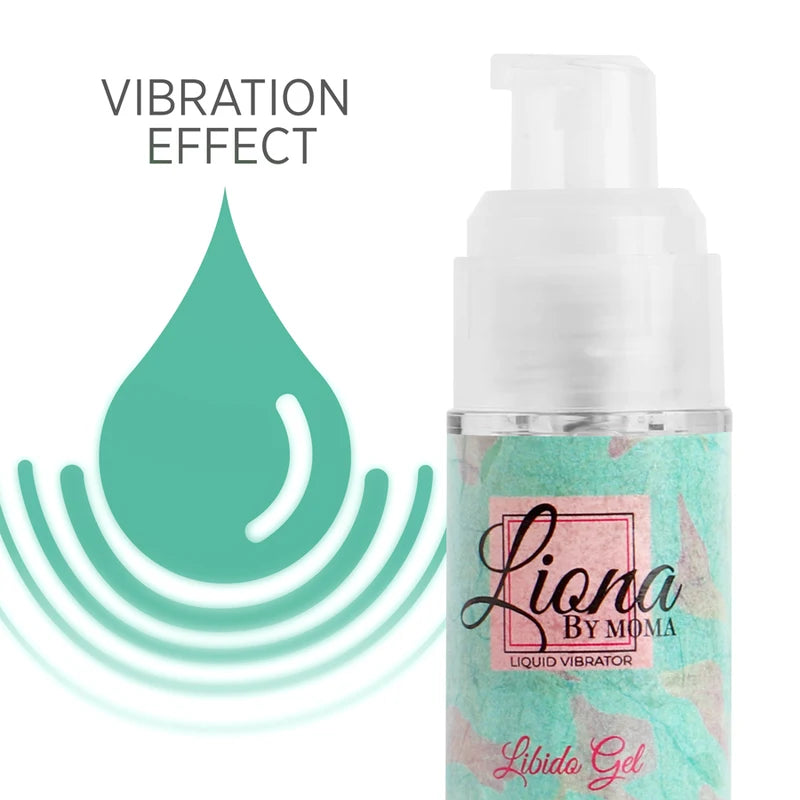 Gel Estimulante Liona by Moma Libido (15 ml) — frasco com ilustração do efeito sensorial