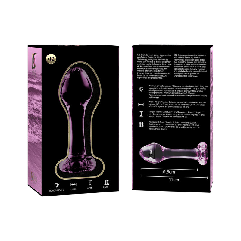 Modèle 2 — Plug anal en verre rose, 11 cm — Nebula Series by Ibiza