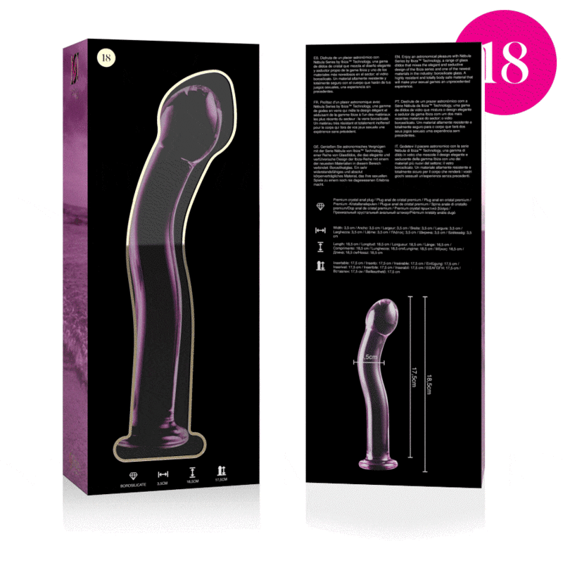 Nebula Series by Ibiza — Dildo de Vidro Transparente 18,5 cm — Rosa — vista adicional 6