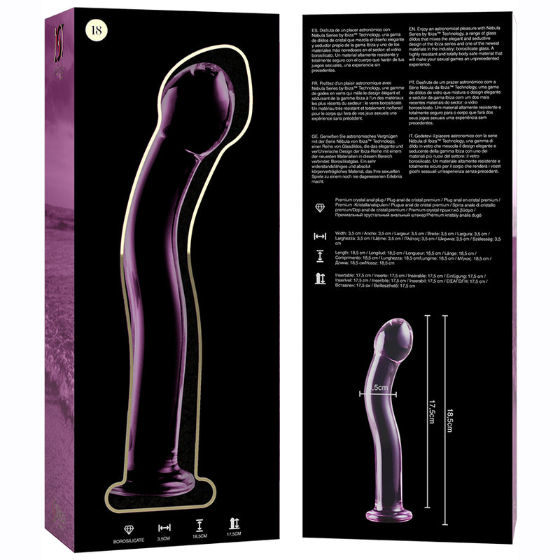 Nebula Series by Ibiza — Dildo de Vidro Transparente 18,5 cm — Rosa — vista adicional 8