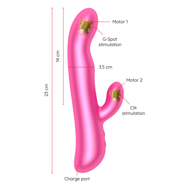 Oslo Rabbit — Vibrator met vibratie en rotatie, bediend via app