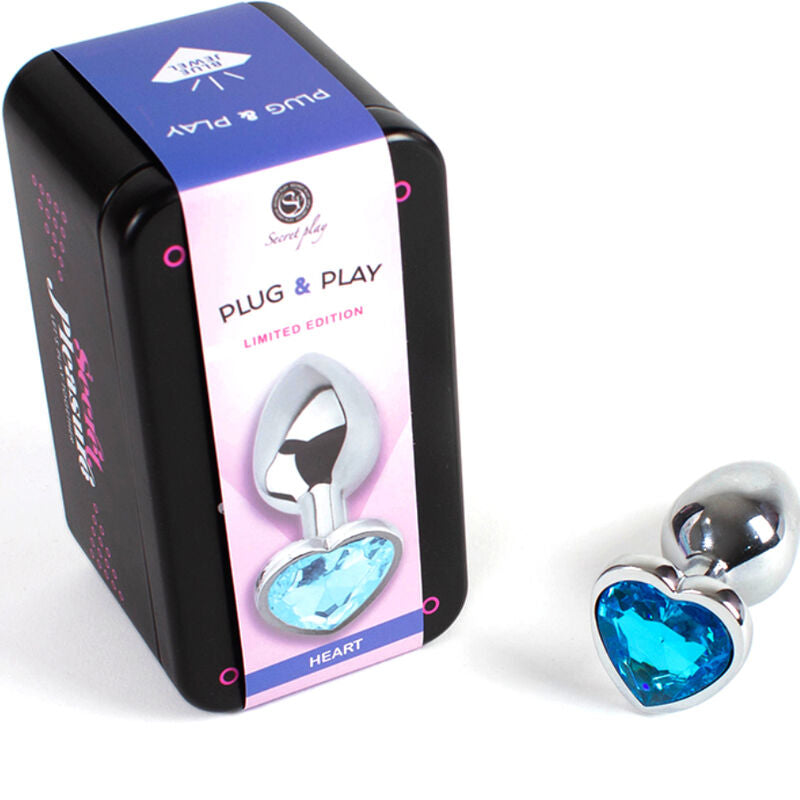 Plug Anal Metal Fúcsia Coração Pequeno — 7 cm — Azul — vista adicional 5