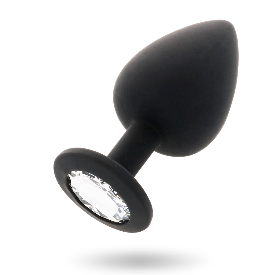 Plug Anal Shelki — Toque Sedoso & Base Diamante — Preto / S