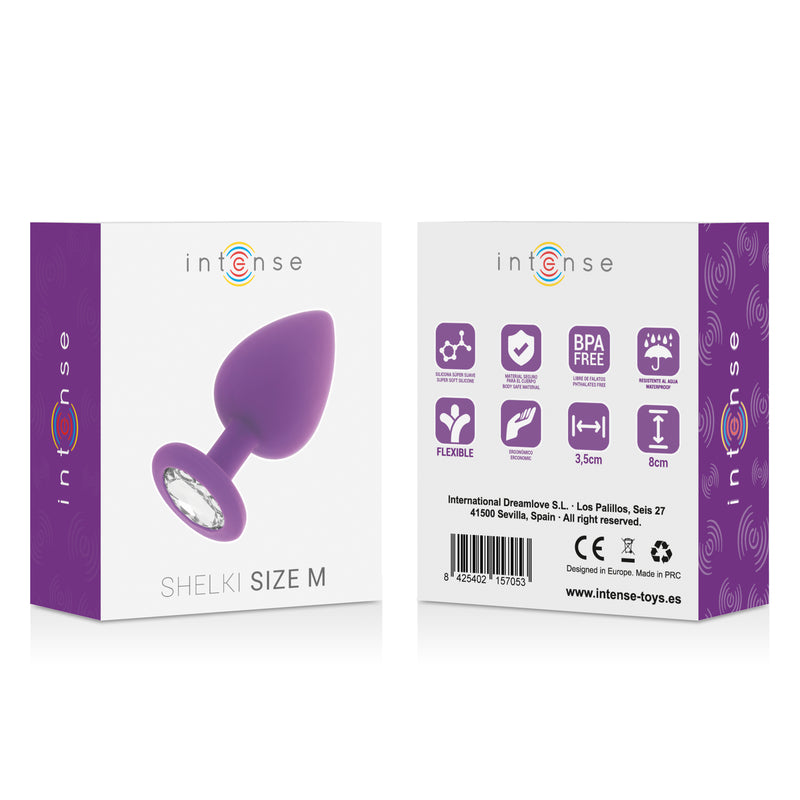 Plug Anal Shelki — Toque Sedoso & Base Diamante — Roxo / M — vista adicional 9