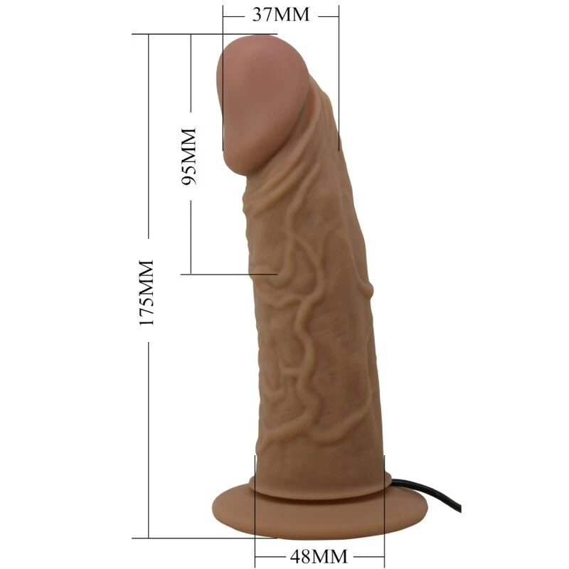 Arnês Pretty Love Harness Briefs — esquema de dimensões do dildo