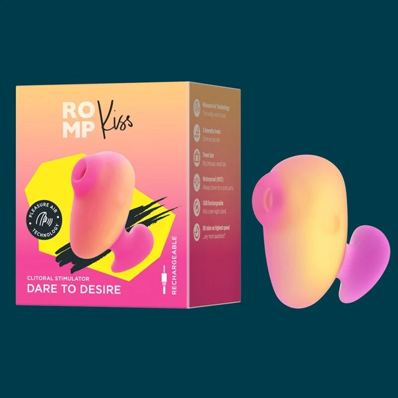Sugador Clitoriano de Dedo ROMP Kiss — produto junto à caixa
