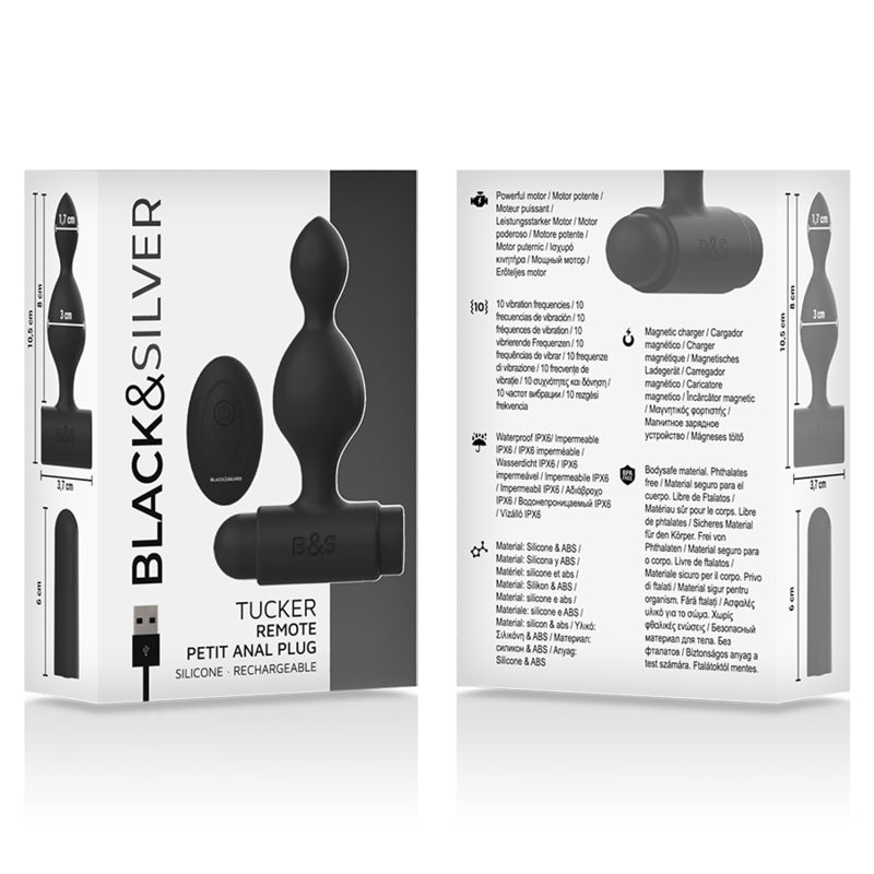 Tucker — Plug Anal Pequeno com Comando Remoto — Black & Silver — imagem 6