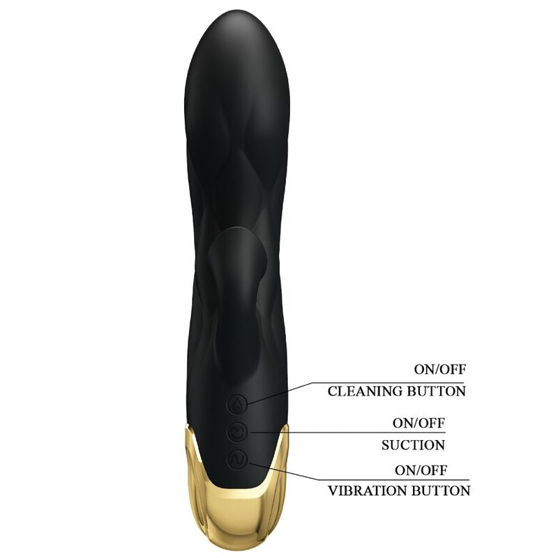 Vibrador de Luxo com Sucção + Vibração Banhado a Ouro 18K (Preto)