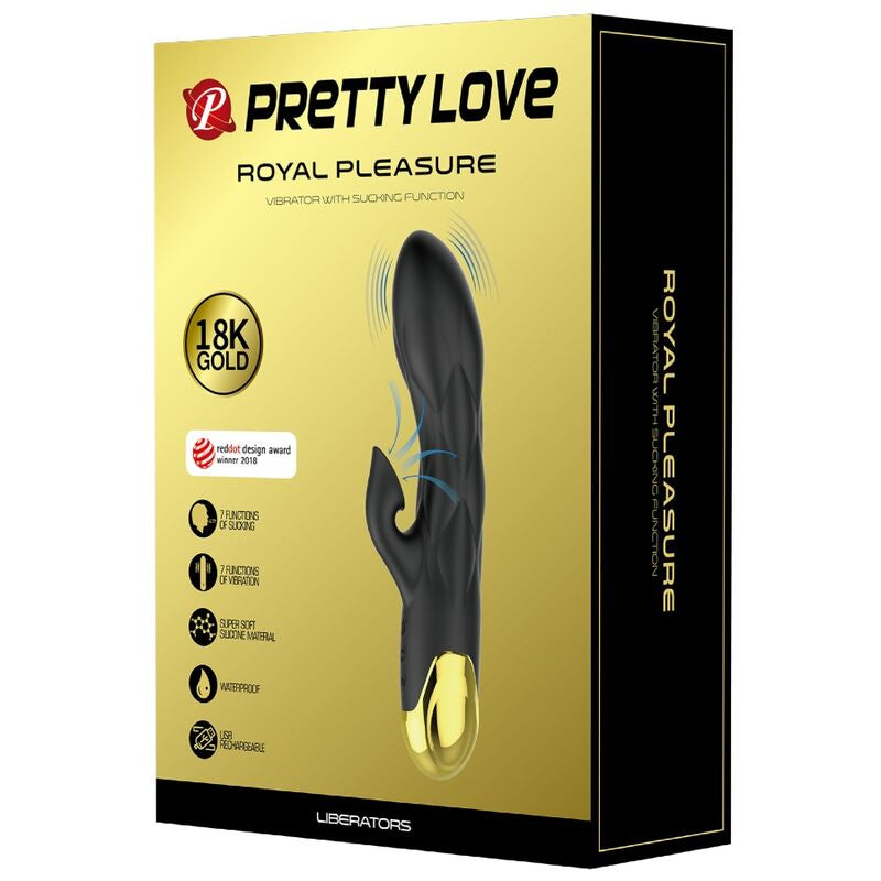 Vibrador de Luxo com Sucção + Vibração Banhado a Ouro 18K (Preto)